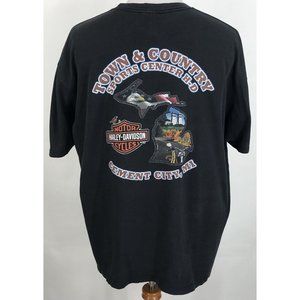 Harley Davidson T-Shirt Mens XXL 2XL Eagle Cement City‎ Town Country Sports Cent